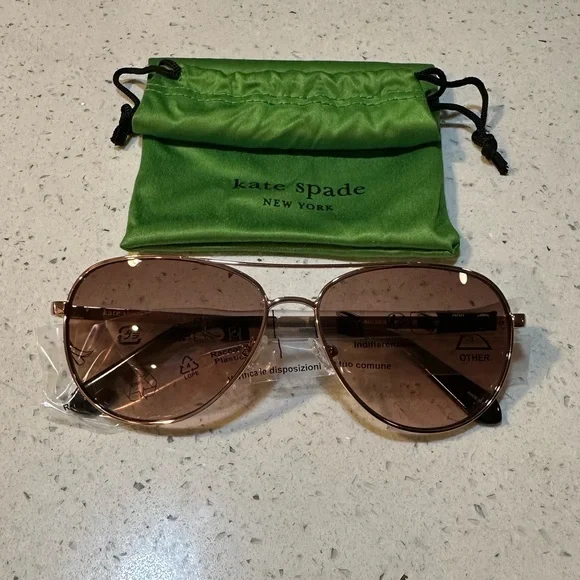 NEW Kate Spade Emmaline Rose Gold Aviators with soft Pouch display picture 1